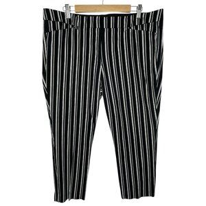Worthington Womens Straight Leg Ankle Pants Black White Stripe, Size 16‎